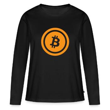 Logo Classic Bitcoin BTC - T-shirt manches longues Premium bio Femme - noir - Devant - Julia (174cm)
