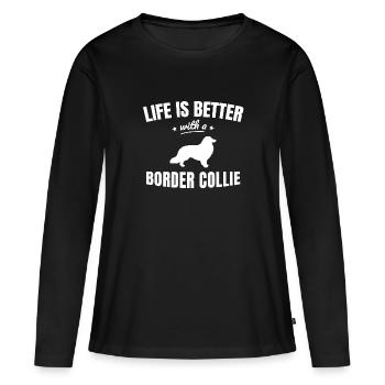 Border Collie - T-shirt manches longues Premium bio Femme - noir - Devant - Julia (174cm)