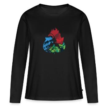 Camo recyclage - T-shirt manches longues Premium bio Femme - noir - Devant - Julia (174cm)