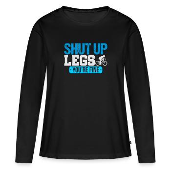 T-SHIRT POUR BICYCLE RIDER CYCLISME SPORTIF PROFESSIONNEL - T-shirt manches longues Premium bio Femme - noir - Devant - Julia (174cm)
