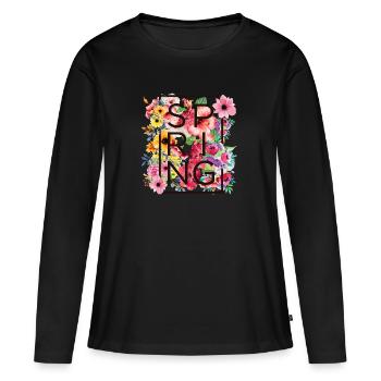 Printemps - printemps - T-shirt manches longues Premium bio Femme - noir - Devant - Julia (174cm)