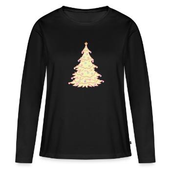 Weihnachtsbaum - Frauen Premium Bio Langarmshirt - Schwarz - Vorne - Julia (174cm)