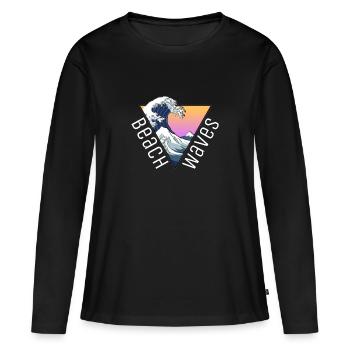 flots - T-shirt manches longues Premium bio Femme - noir - Devant - Julia (174cm)