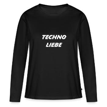 Techno Liebe Weiss Verzerrt - Frauen Premium Bio Langarmshirt - Schwarz - Vorne - Julia (174cm)