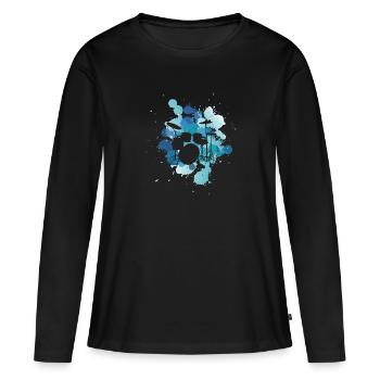 Drums - Women's Premium Organic Long Sleeve Shirt - black - Front - Julia (174cm)