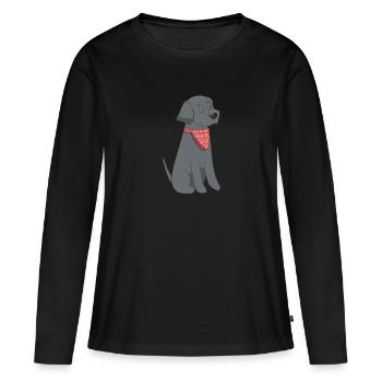 Chien - T-shirt manches longues Premium bio Femme - noir - Devant - Julia (174cm)