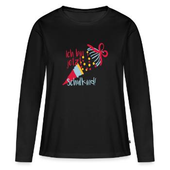 Schulanfang - Frauen Premium Bio Langarmshirt - Schwarz - Vorne - Julia (174cm)