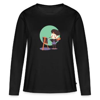 Art - T-shirt manches longues Premium bio Femme - noir - Devant - Julia (174cm)