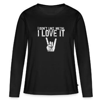 Je n'aime pas le métal J'aime ça Paroles Idée de cadeau - T-shirt manches longues Premium bio Femme - noir - Devant - Julia (174cm)