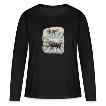 Hippopotame Hippopotames Hippopotame Hippopotame - T-shirt manches longues Premium bio Femme - noir - Devant - Julia (174cm)