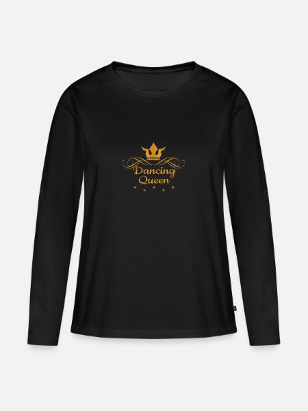 Dancing Queen mit Krone - Frauen Premium Bio Langarmshirt - Schwarz