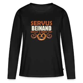 Bretzel - T-shirt manches longues Premium bio Femme - noir - Devant - Julia (174cm)