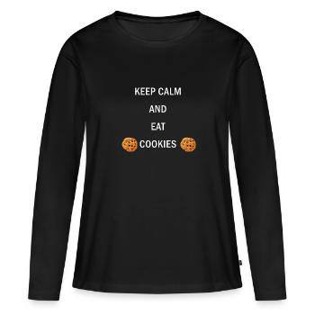 Keep Calm Cookies - T-shirt manches longues Premium bio Femme - noir - Devant - Julia (174cm)