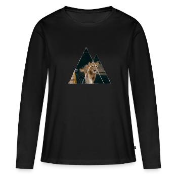 Löwenbaby in U-Bahn - Frauen Premium Bio Langarmshirt - Schwarz - Vorne - Julia (174cm)