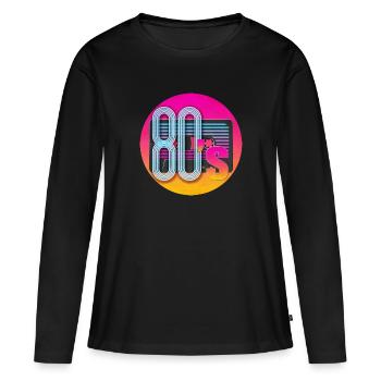 Cassette de 80 - T-shirt manches longues Premium bio Femme - noir - Devant - Julia (174cm)