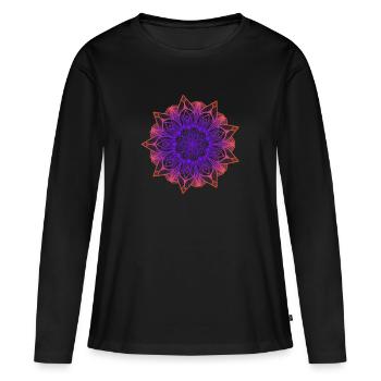 Coloré Mandala Couleurs Ethno Art Symbole Cadeau - T-shirt manches longues Premium bio Femme - noir - Devant - Julia (174cm)