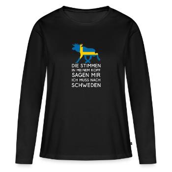 Je dois aller en Suède - les voix dans la tête - T-shirt manches longues Premium bio Femme - noir - Devant - Julia (174cm)