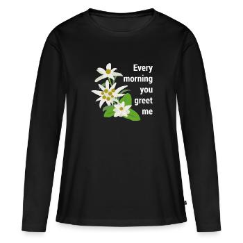 Edelweiss Edelweiss Every Morning You Greet Me - T-shirt manches longues Premium bio Femme - noir - Devant - Julia (174cm)