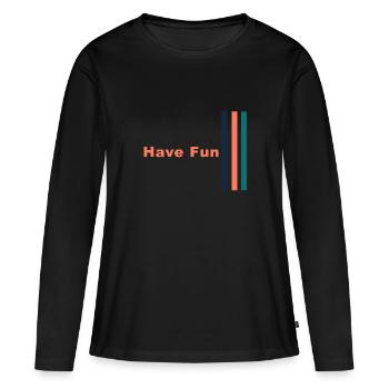 Have Fun Stripes Design - Frauen Premium Bio Langarmshirt - Schwarz - Vorne - Julia (174cm)