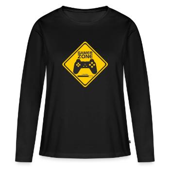 ZONE GAMER! - T-shirt manches longues Premium bio Femme - noir - Devant - Julia (174cm)
