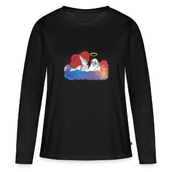 Pauline Lapin Arc-En-Ciel - T-shirt manches longues Premium bio Femme - noir - Devant - Julia (174cm)