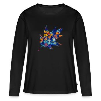 Herbst Laub - Frauen Premium Bio Langarmshirt - Schwarz - Vorne - Julia (174cm)