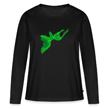 GreenLightButterfly Fantasy - Frauen Premium Bio Langarmshirt - Schwarz - Vorne - Julia (174cm)