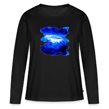 gxp nuageux ciel bleu éclaboussures de l’eau - T-shirt manches longues Premium bio Femme - noir - Devant - Julia (174cm)