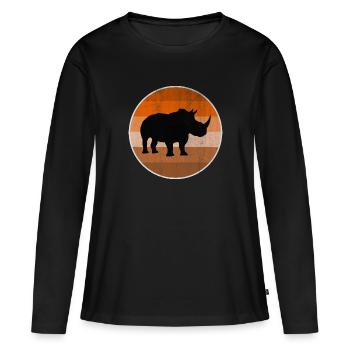 Nashorn - Frauen Premium Bio Langarmshirt - Schwarz - Vorne - Julia (174cm)