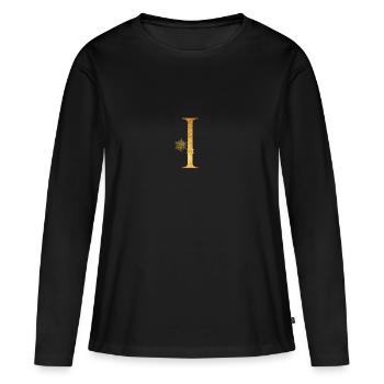 Lettre initiale I - T-shirt manches longues Premium bio Femme - noir - Devant - Julia (174cm)