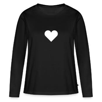 Heart - Frauen Premium Bio Langarmshirt - Schwarz - Vorne - Julia (174cm)