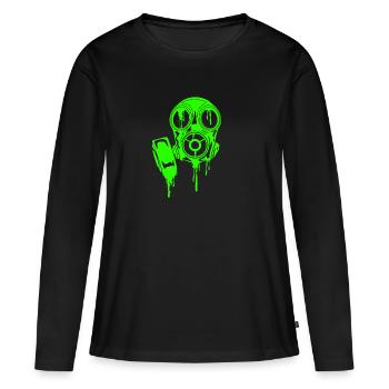 Gas Mask Mask Neon Horror Mask Scary T-Shirt - Women's Premium Organic Long Sleeve Shirt - black - Front - Julia (174cm)