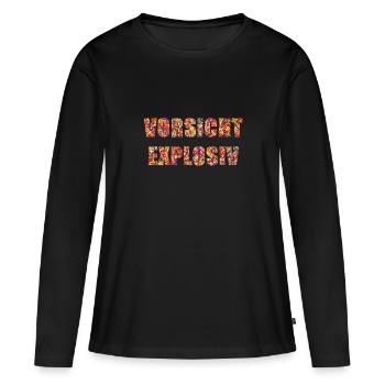 ATTENTION EXPLOSIVE - T-shirt manches longues Premium bio Femme - noir - Devant - Julia (174cm)