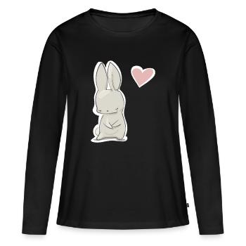 Lièvre - T-shirt manches longues Premium bio Femme - noir - Devant - Julia (174cm)