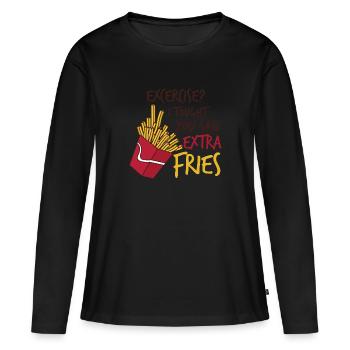 Excercise je pensais que vous avez dit frise supplémentaire - T-shirt manches longues Premium bio Femme - noir - Devant - Julia (174cm)