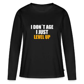 Niveau supérieur - T-shirt manches longues Premium bio Femme - noir - Devant - Julia (174cm)