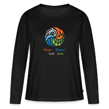 Les quatre éléments. Le feu, l’eau, l’air et la terre - T-shirt manches longues Premium bio Femme - noir - Devant - Julia (174cm)