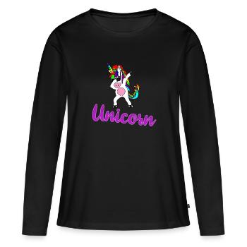 Licorne Licorne - T-shirt manches longues Premium bio Femme - noir - Devant - Julia (174cm)