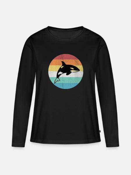 Wal - Frauen Premium Bio Langarmshirt - Schwarz