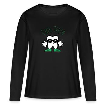 Dents fraîches - dents fraîches - T-shirt manches longues Premium bio Femme - noir - Devant - Julia (174cm)