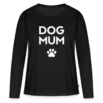 Maman chien - T-shirt manches longues Premium bio Femme - noir - Devant - Julia (174cm)