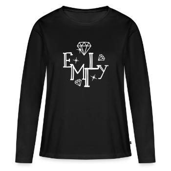 Nom Emily Prénom Nom Nom - T-shirt manches longues Premium bio Femme - noir - Devant - Julia (174cm)