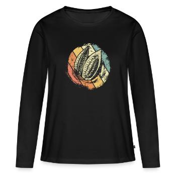 Chocolat cacao - T-shirt manches longues Premium bio Femme - noir - Devant - Julia (174cm)