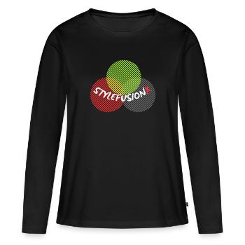 StyleFusionX Brand II - Frauen Premium Bio Langarmshirt - Schwarz - Vorne - Julia (174cm)