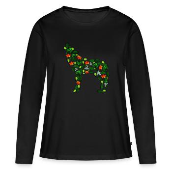 Leaf wolf - Women's Premium Organic Long Sleeve Shirt - black - Front - Julia (174cm)