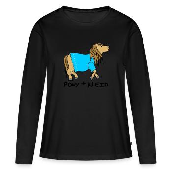 Pony und Kleid - Frauen Premium Bio Langarmshirt - Schwarz - Vorne - Julia (174cm)