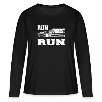RUN FOREST RUN - Frauen Premium Bio Langarmshirt - Schwarz - Vorne - Julia (174cm)