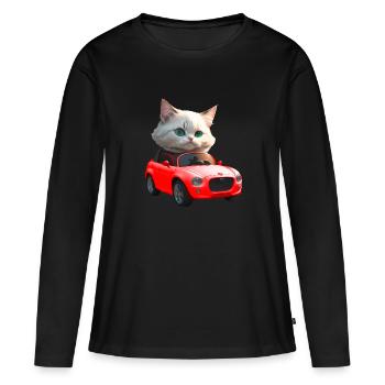 Cat conduit cabriolet - T-shirt manches longues Premium bio Femme - noir - Devant - Julia (174cm)