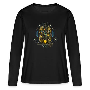 Anubis Or Vintage Egypte - T-shirt manches longues Premium bio Femme - noir - Devant - Julia (174cm)