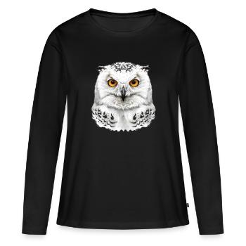 Tête de harfang des neiges - T-shirt manches longues Premium bio Femme - noir - Devant - Julia (174cm)